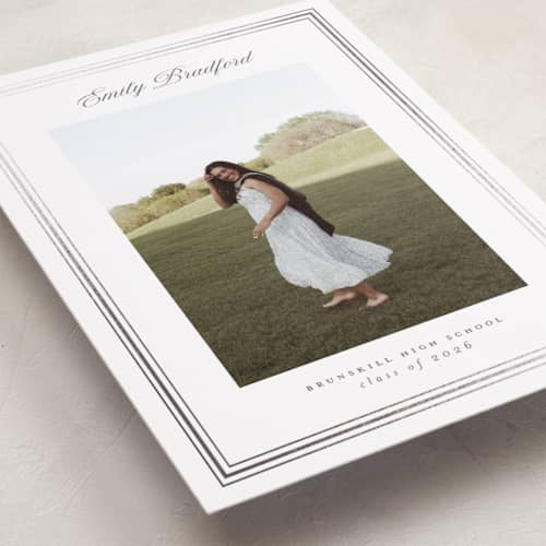 This is a pearl graduation announcements with foil pressed by Nicole Walsh called triple frame printing on recycled smooth signature in standard