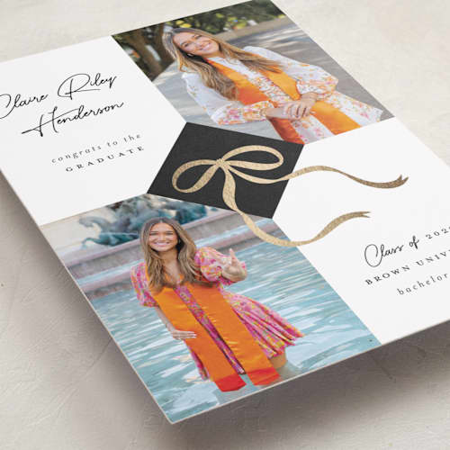 This is a noir graduation announcements with foil pressed by Paper Raven Co. called sweet grad cap printing on recycled smooth signature in standard