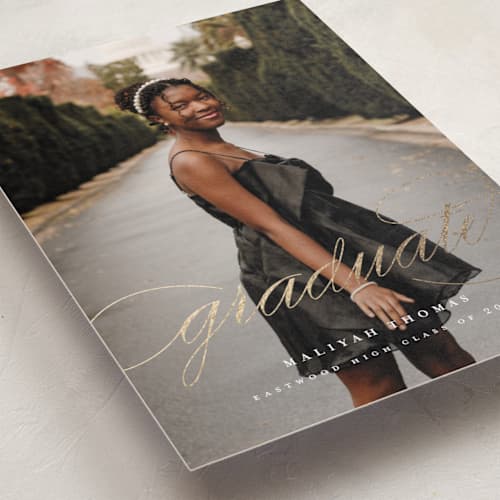 This is a classic graduation announcements with foil pressed by letterfix called sol printing on recycled smooth signature in standard