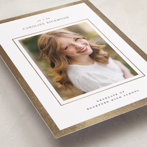 This is a opal graduation announcements with foil pressed by Pixel and Hank called caroline printing on recycled smooth signature in standard