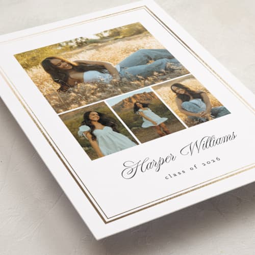 This is a snow graduation announcements with foil pressed by Erin L. Wilson called hampton house printing on recycled smooth signature in standard