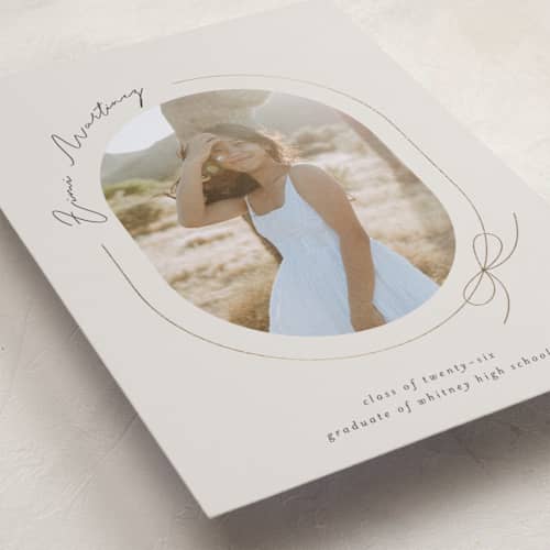 This is a latte graduation announcements with foil pressed by Blustery August called etna printing on recycled smooth signature in standard