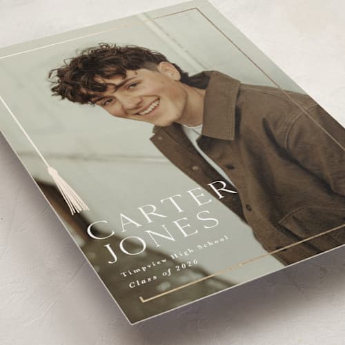 This is a salt graduation announcements with foil pressed by Stephanie Hawkes called classic tassel printing on recycled smooth signature in standard