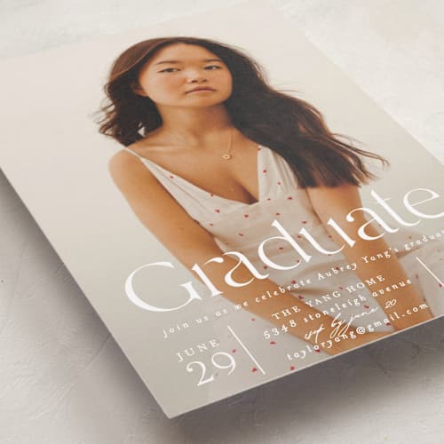 This is a dove graduation invitations with standard by Erin L. Wilson called typeset printing on recycled smooth signature in standard