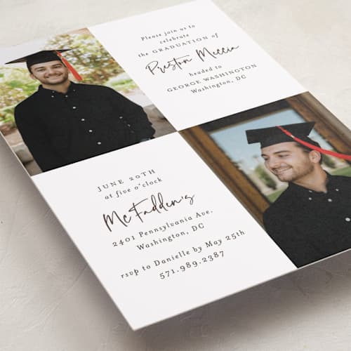 This is a fudge graduation invitations with standard by Mansi Verma called mod duo printing on recycled smooth signature in standard