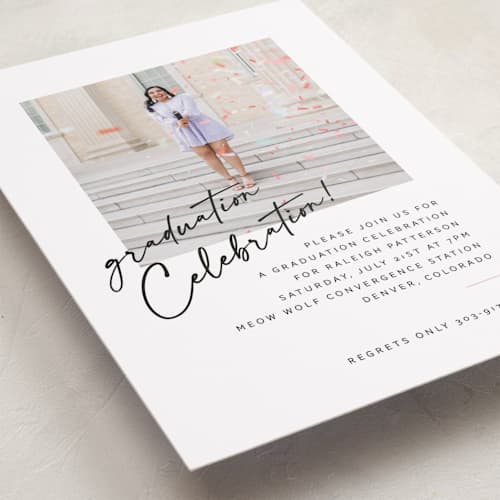 This is a cloud graduation invitations with standard by Jenna Holcomb called modern celebration printing on recycled smooth signature in standard