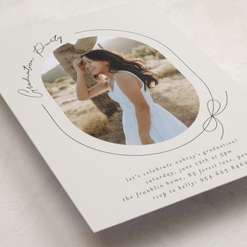 This is a latte graduation invitations with standard by Blustery August called etna printing on recycled smooth signature in standard