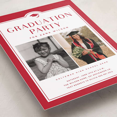 This is a ruby graduation invitations with standard by Stacey Meacham called timeline printing on recycled smooth signature in standard