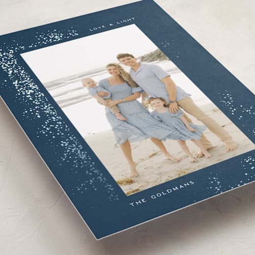 This is a celestial hanukkah cards with foil pressed by Jenna Holcomb called spark printing on recycled smooth signature in standard