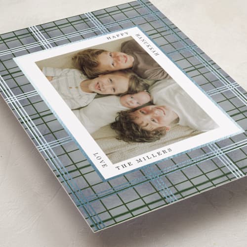 This is a evergreen hanukkah cards with foil pressed by Baumbirdy called wool printing on recycled smooth signature in standard