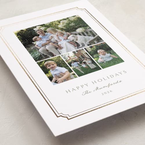 This is a snow foil pressed holiday cards with foil pressed by Erin L. Wilson called brookhaven printing on recycled smooth signature in standard