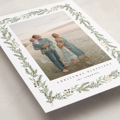 This is a snow foil pressed holiday cards with foil pressed by Amy Kross called alice printing on recycled smooth signature in standard