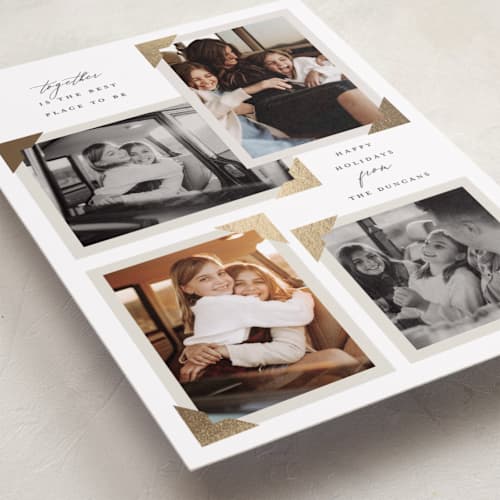 This is a snow foil pressed holiday cards with foil pressed by Maria Alou called holiday scrapbook printing on recycled smooth signature in standard