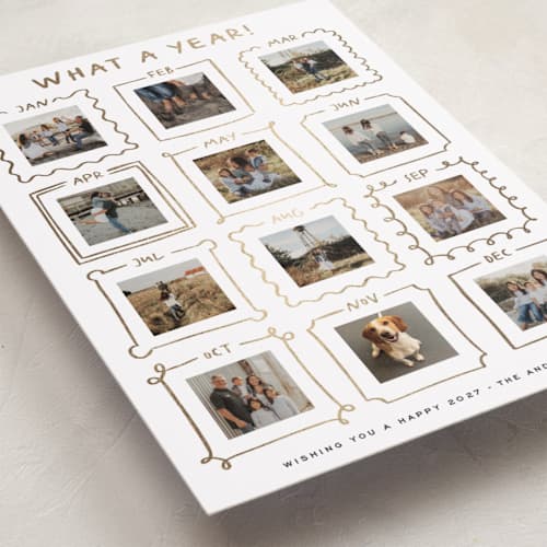 This is a winter foil pressed holiday cards with foil pressed by Claudia Orengo called year gallery printing on recycled smooth signature in standard