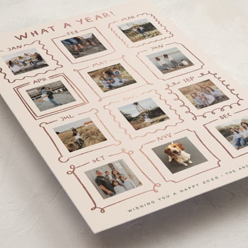 This is a pudding foil pressed holiday cards with foil pressed by Claudia Orengo called year gallery printing on recycled smooth signature in standard