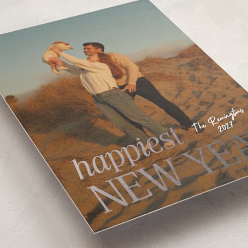 This is a diamond foil pressed holiday cards with foil pressed by Meggy Masters called cover headline printing on recycled smooth signature in standard