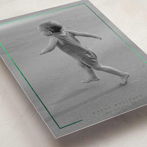 This is a pine needles foil pressed holiday cards with foil pressed by Adelyn T. called thin marker printing on recycled smooth signature in standard