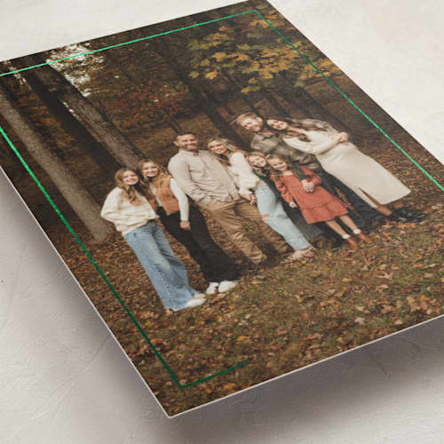 This is a pine needles foil pressed holiday cards with foil pressed by Adelyn T. called thin marker printing on recycled smooth signature in standard