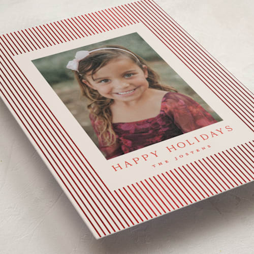 This is a cinnamon foil pressed holiday cards with foil pressed by Kristie Kern called the prep printing on recycled smooth signature in standard