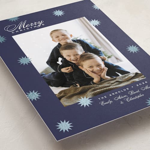 This is a twilight foil pressed holiday cards with foil pressed by Alston Foster called wonder printing on recycled smooth signature in standard