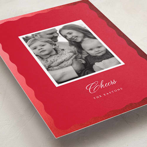 This is a cardinal foil pressed holiday cards with foil pressed by Baumbirdy called velvet printing on recycled smooth signature in standard