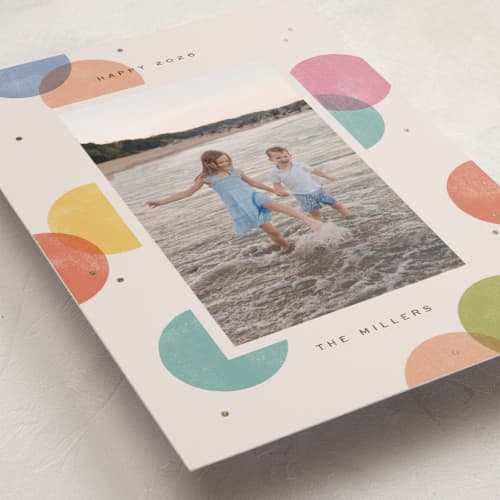 This is a candy jar foil pressed holiday cards with foil pressed by Michelle Taylor called big confetti printing on recycled smooth signature in standard