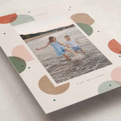 This is a holiday wreath foil pressed holiday cards with foil pressed by Michelle Taylor called big confetti printing on recycled smooth signature in standard