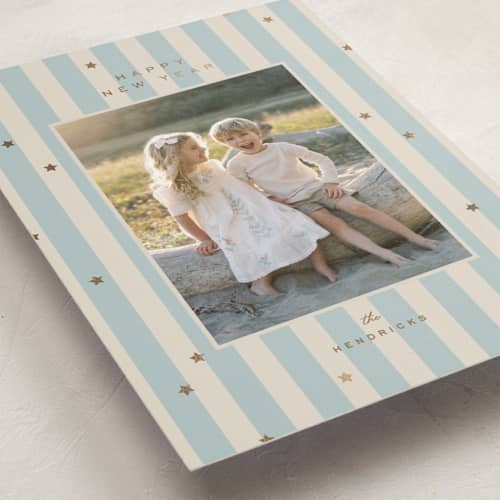 This is a frost foil pressed holiday cards with foil pressed by Ellen Schlegelmilch called stars & stripes printing on recycled smooth signature in standard
