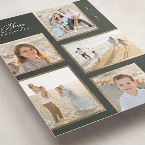 This is a pine foil pressed holiday cards with foil pressed by Michelle Taylor called gilded gallery printing on recycled smooth signature in standard