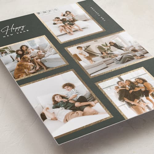 This is a pine foil pressed holiday cards with foil pressed by Michelle Taylor called gilded gallery printing on recycled smooth signature in standard