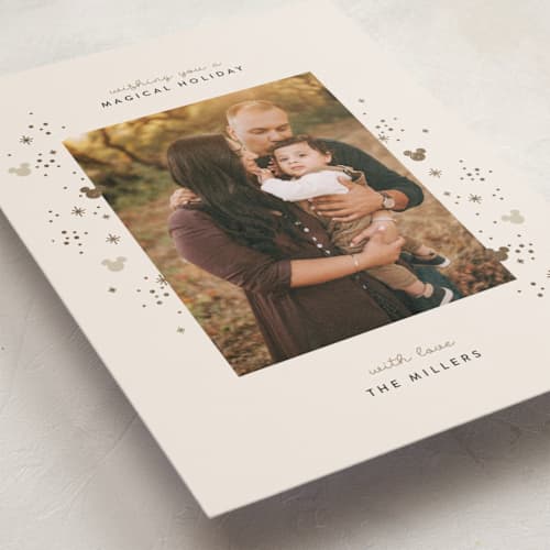 This is a sparkle foil pressed holiday cards with foil pressed by Pixel and Hank called disney mickey sparkle printing on recycled smooth signature in standard