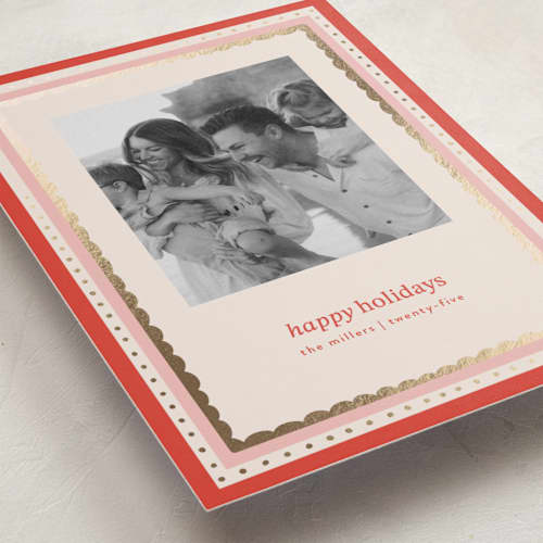 This is a candy cane foil pressed holiday cards with foil pressed by Angela Marzuki called sweetie printing on recycled smooth signature in standard