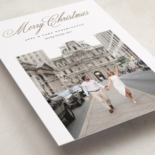 This is a whipped foil pressed holiday cards with foil pressed by Pixel and Hank called most classic printing on recycled smooth signature in standard