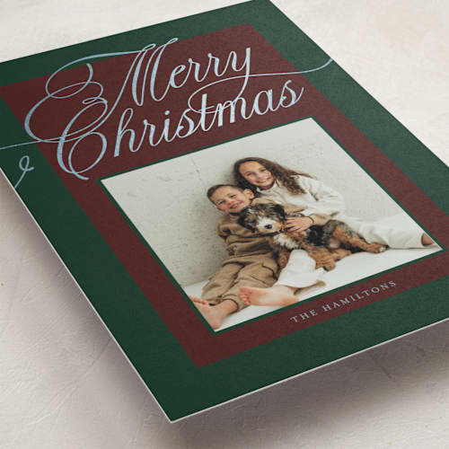 This is a pine foil pressed holiday cards with foil pressed by Baumbirdy called ralph printing on recycled smooth signature in standard