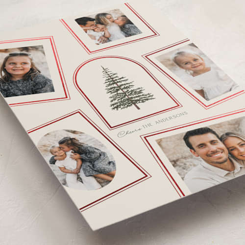 This is a buttercream foil pressed holiday cards with foil pressed by Baumbirdy called photo album printing on recycled smooth signature in standard