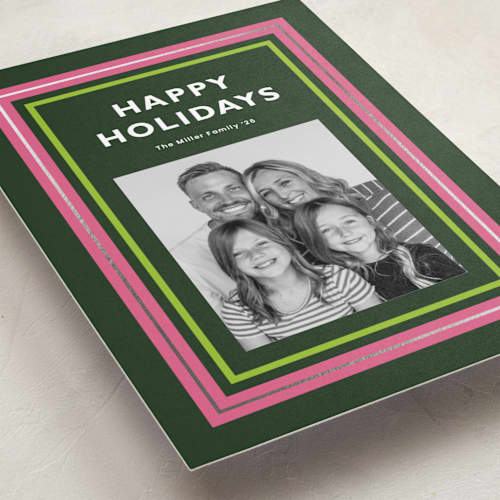This is a lollipop foil pressed holiday cards with foil pressed by Ashlee Townsend called bold days printing on recycled smooth signature in standard