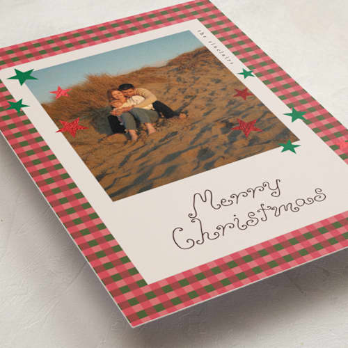 This is a fruitcake foil pressed holiday cards with foil pressed by Vivian Yiwing called stickers printing on recycled smooth signature in standard