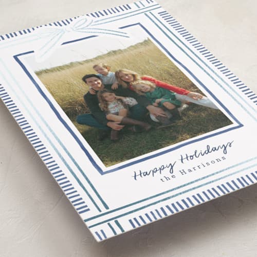 This is a adriatic foil pressed holiday cards with foil pressed by Chris Griffith called holiday wrap printing on recycled smooth signature in standard