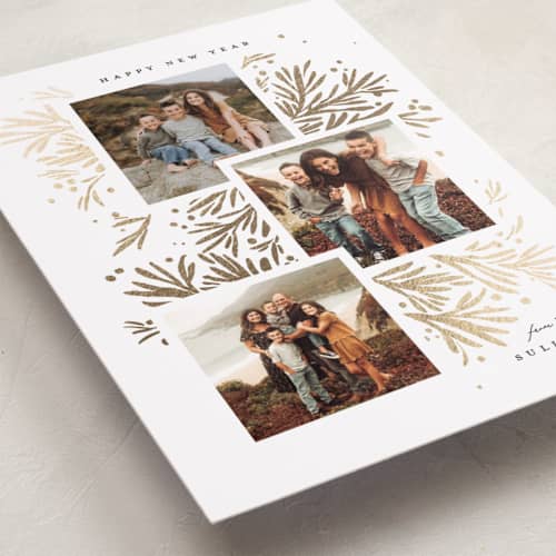 This is a snow foil pressed holiday cards with foil pressed by Julie Murray called foil branches printing on recycled smooth signature in standard