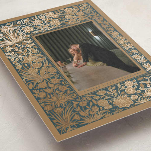 This is a caramel foil pressed holiday cards with foil pressed by Danie Romrell called diving dipper printing on recycled smooth signature in standard