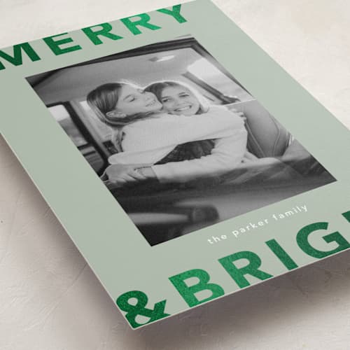 This is a spruce foil pressed holiday cards with foil pressed by Kelly Watkins called festive printing on recycled smooth signature in standard