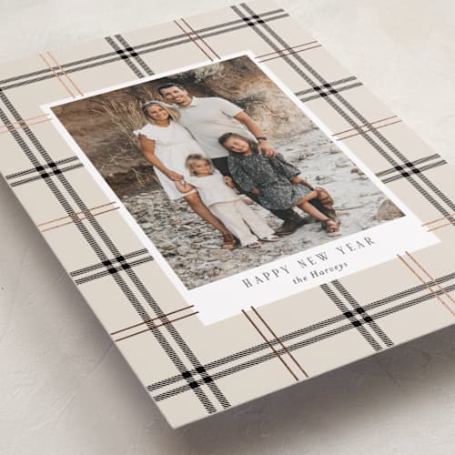 This is a vanilla foil pressed holiday cards with foil pressed by Cindy Reynolds called window pane printing on recycled smooth signature in standard