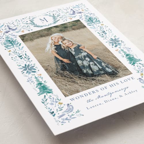 This is a blue spruce foil pressed holiday cards with foil pressed by Petra Kern called wonders of nature printing on recycled smooth signature in standard
