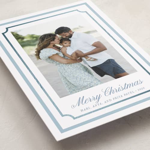 This is a riviera foil pressed holiday cards with foil pressed by Alston Foster called charming frame printing on recycled smooth signature in standard