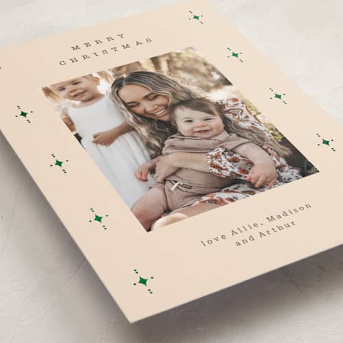 This is a marshmallow foil pressed holiday cards with foil pressed by Carrie ONeal called maple bourbon printing on recycled smooth signature in standard