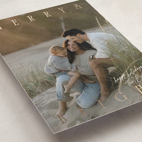 This is a snow foil pressed holiday cards with foil pressed by Robert and Stella called brighton printing on recycled smooth signature in standard