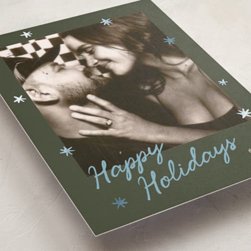 This is a wintermint foil pressed holiday cards with foil pressed by Creo Study called luminous printing on recycled smooth signature in standard
