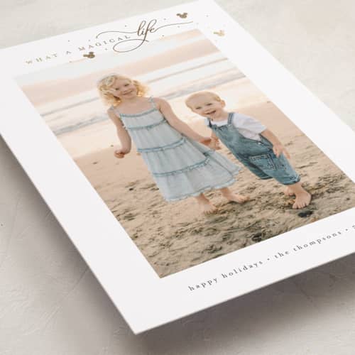 This is a snow foil pressed holiday cards with foil pressed by Ashlee Townsend called magical life sparkles printing on recycled smooth signature in standard