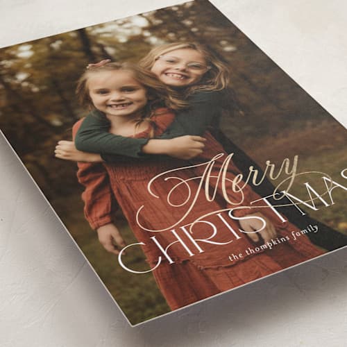 This is a snowball foil pressed holiday cards with foil pressed by Jessica Williams called luxe printing on recycled smooth signature in standard