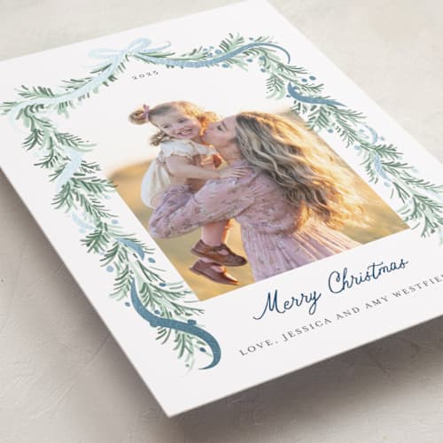 This is a wintermint foil pressed holiday cards with foil pressed by frau brandt called soft garland printing on recycled smooth signature in standard